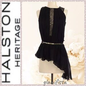 NWOT Halston Heritage Women Black Sleeveless Blouse XS